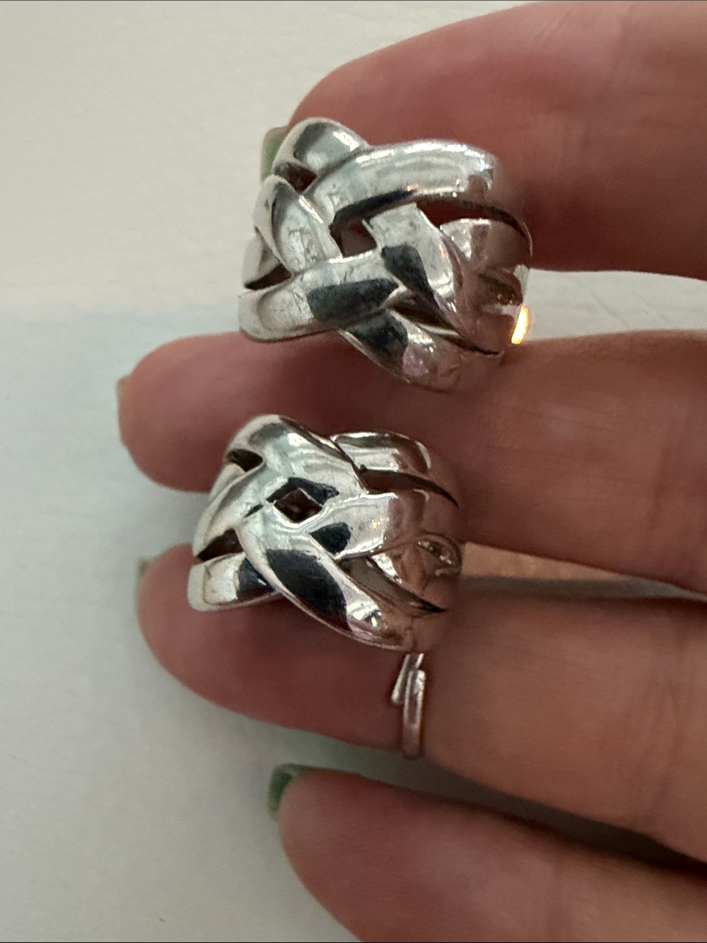 Sterling Silver Braided Hoop Earrings - Silver